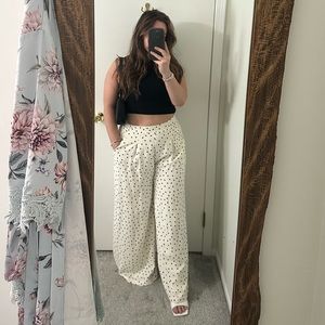 BNWT LUCY PARIS Polka Dot Wide Leg Trousers with Pockets